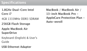 2011 MacBook Air Specs 2011 MacBook Air Specs