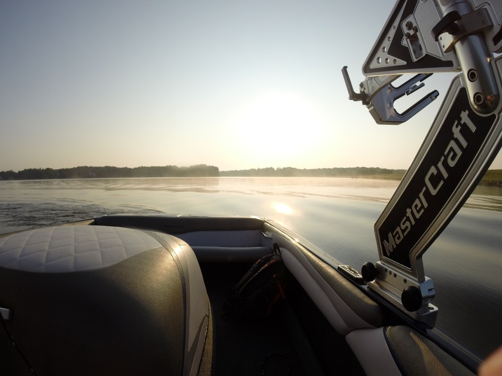 Photo of a glassy Fawn Lake morning